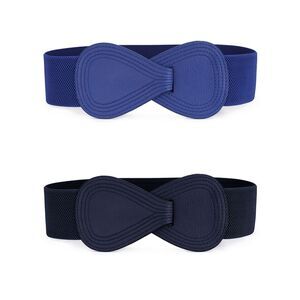 2Pcs Plus Size Elastic Dress Belts Interlock Buckle Strethy Waist Belt for Dress